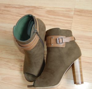 khaki peep toe boots by JustFab UK