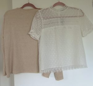 knitwear and lace blouse by Zara