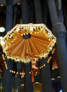travelling on budget- Crucifixation of Christ inside La Sagrada Familia, Barcelona
