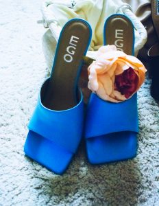 the square toe mule- blue ego mules